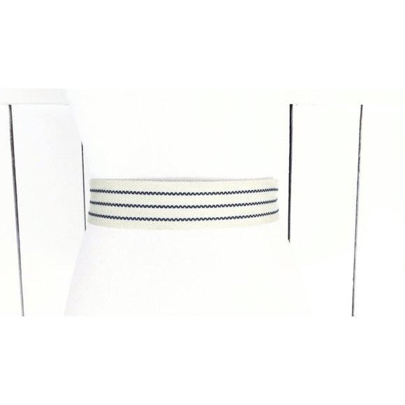 Vintage 90s wide striped woven cloth chord sash belt/wide striped ribbon trim - Picture 4 of 4